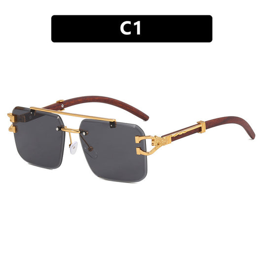 Double Beam Sunglasses Frameless Trimming Square
