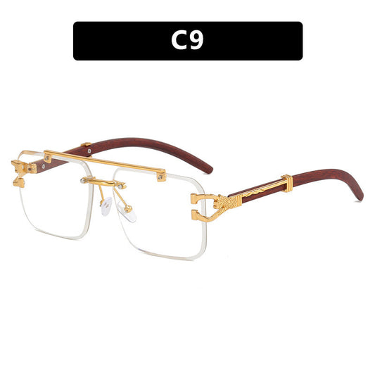 Double Beam Sunglasses Frameless Trimming Square